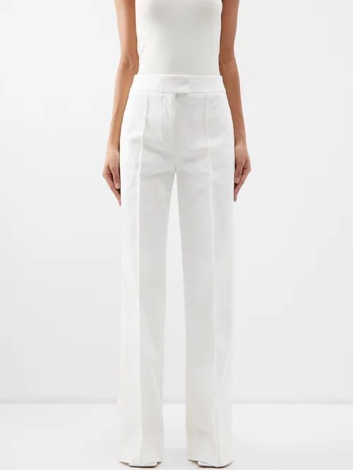 Straight-leg Cotton-gabardine Tailored Trousers - Womens - White