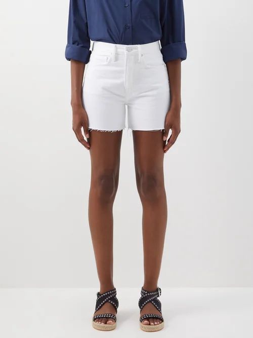 High Rise Vintage Denim Shorts - Womens - White