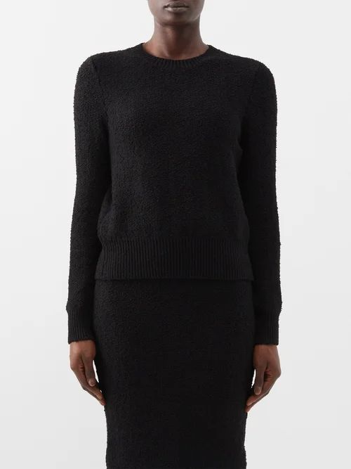 Open-back Tweed Sweater - Womens - Black