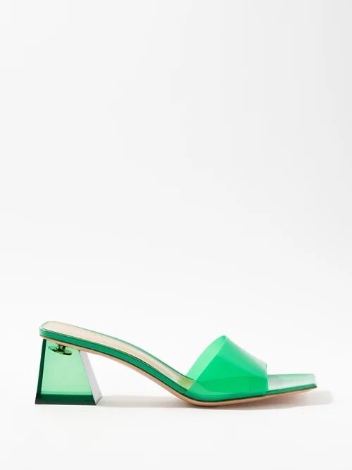 Cosmic 55 Perspex-heel Pvc And Leather Mules - Womens - Green