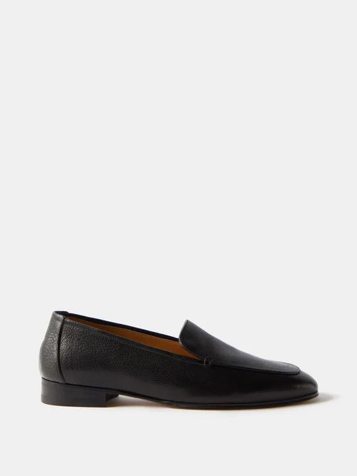 Adam Grained-leather Loafers - Womens - Black