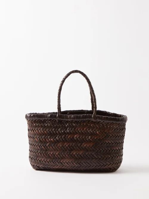 Gora Mini Woven-leather Bag - Womens - Dark Brown