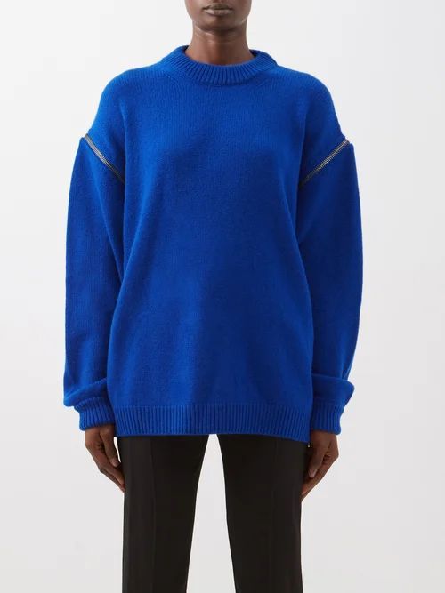 Detachable-sleeve Cashmere Sweater - Womens - Blue