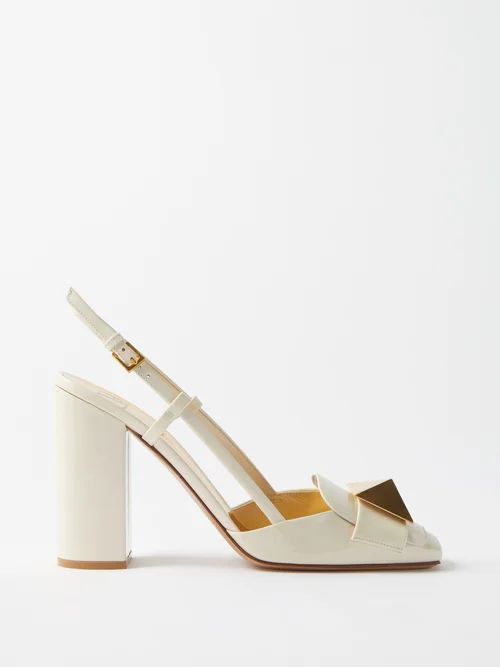One Stud 100 T-strap Leather Pumps - Womens - Ivory