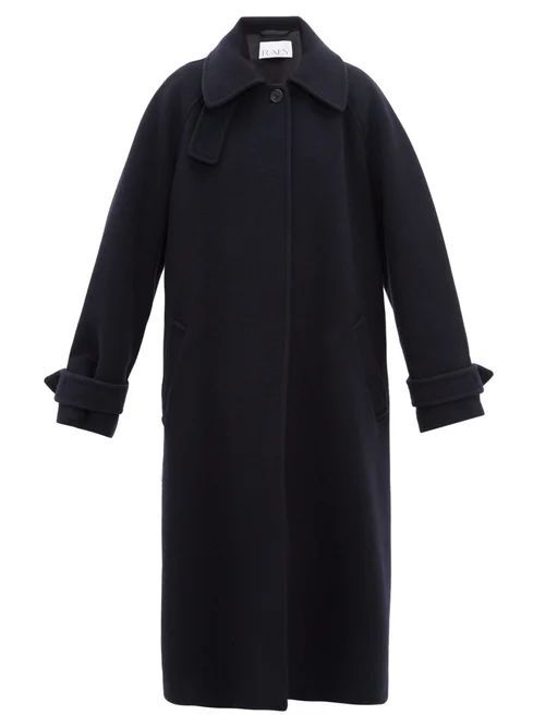 Oversized Raglan-sleeve Wool-blend Coat - Womens - Navy