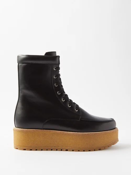 David 45 Platform Leather Ankle Boots - Womens - Black