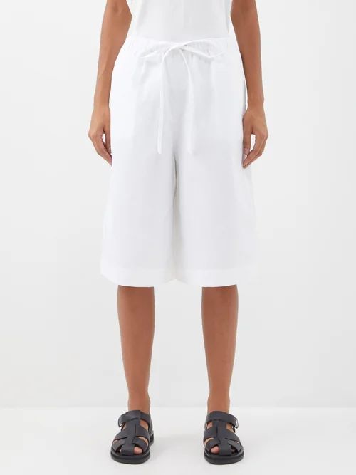 Phina Cotton-poplin Cropped Trousers - Womens - White