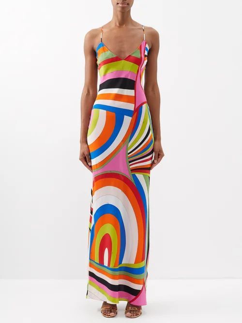 Iride-print Silk Maxi Dress - Womens - Multi