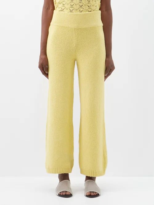 Hanne High-rise Cotton-blend Trousers - Womens - Yellow