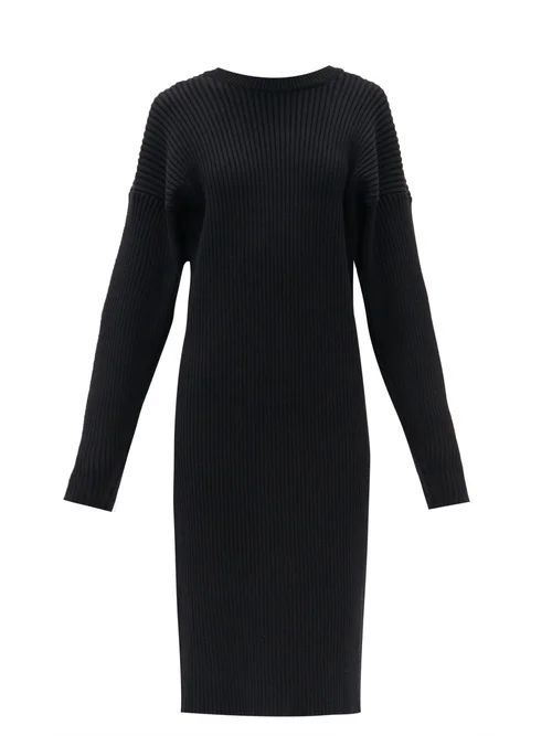 Open-back Ribbed-knit Sweater Dress - Womens - Black