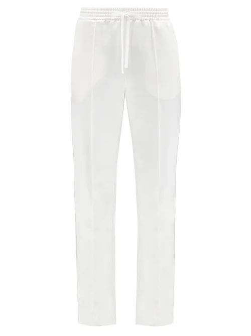 Drawstring Wool-blend Satin Trousers - Womens - White