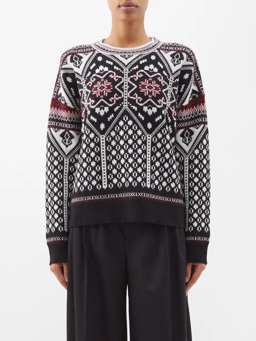 Rimora Jacquard Merino-blend Sweater - Womens - Black Multi