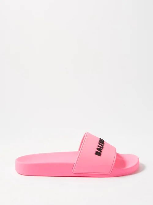 Logo-print Rubber Slides - Womens - Pink