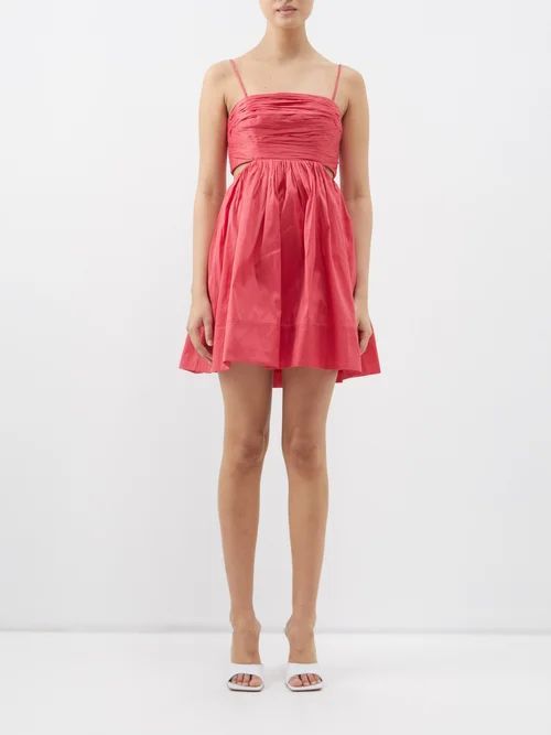 Liza Ruched Cutout Taffeta Mini Dress - Womens - Pink