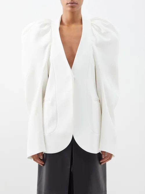 Grace Puff-sleeved Cutout Crepe Tailored Jacket - Womens - White