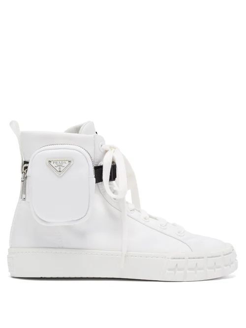 Wheel Zipped-pouch High-top Re-nylon Trainers - Womens - White