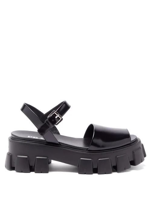 Monolith Chunky-sole Leather Mary Jane Sandals - Womens - Black