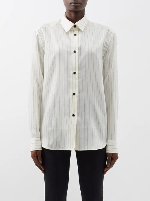 Argo Pinstriped Wool-blend Shirt - Womens - Ivory