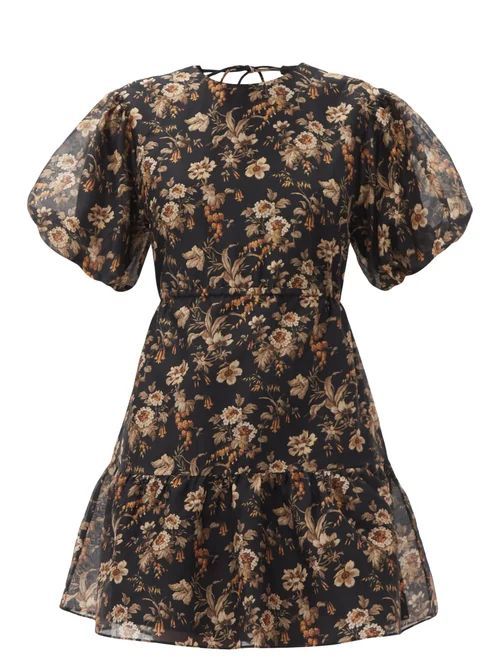 Sir - Amerie Cutout Cotton-blend Voile Mini Dress - Womens - Black Multi