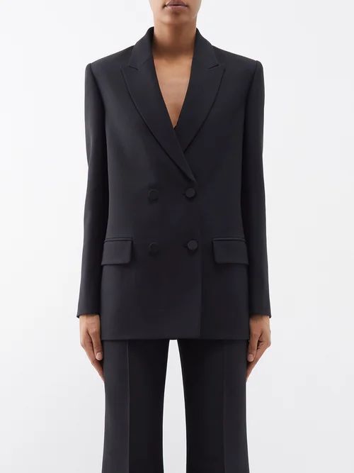 Crepe Couture Oblique-front Tailored Jacket - Womens - Black