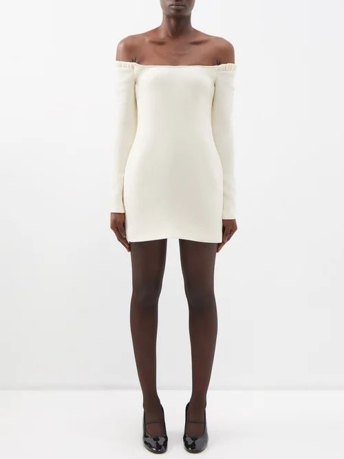 Octavia Off-the-shoulder Wool Mini Dress - Womens - Ivory