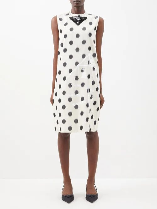 Polka-dot Silk-taffeta Shift Dress - Womens - Cream Print