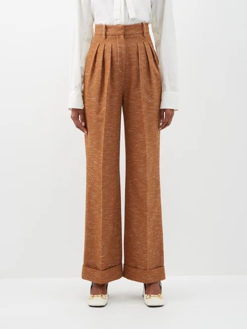 Francis High-rise Twill Trousers - Womens - Brown