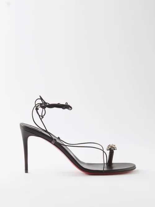 Just Un Fil 85 Crystal-embellished Leather Sandals - Womens - Black