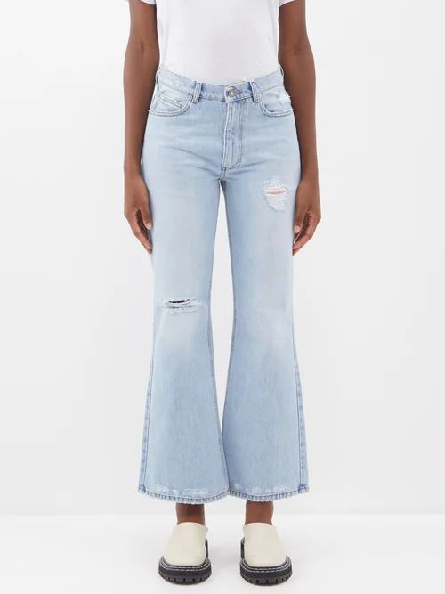 Distressed Flared Jeans - Womens - Light Denim