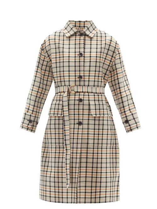 Reversible Checked Organic-cotton Trench Coat - Womens - Tan