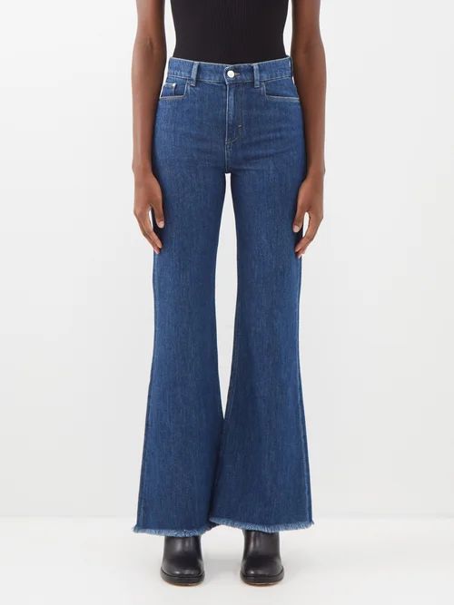 Daisy Organic-cotton Blend Flared Jeans - Womens - Indigo