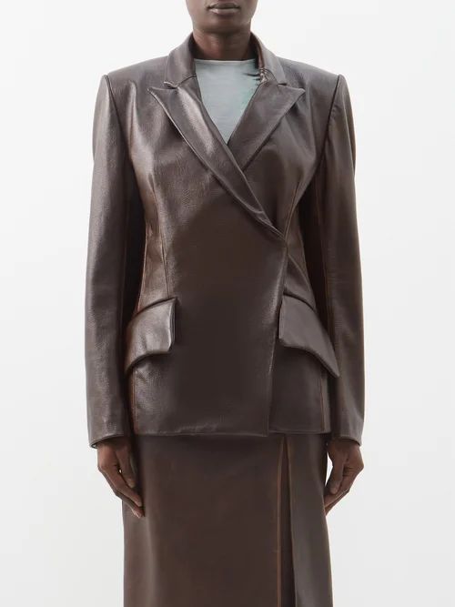 Alden Leather Blazer - Womens - Brown