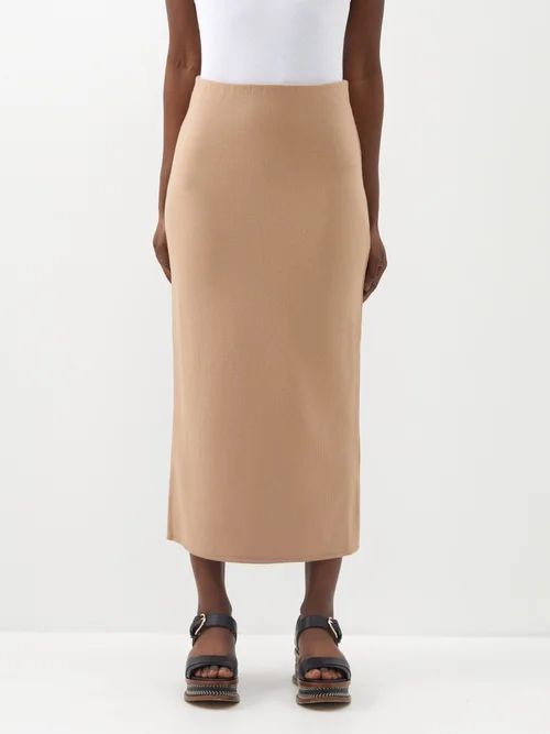 Aida Merino Knitted Skirt - Womens - Camel