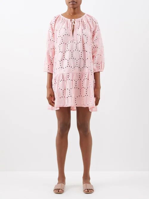 Ashley Broderie-anglaise Cotton Dress - Womens - Rose