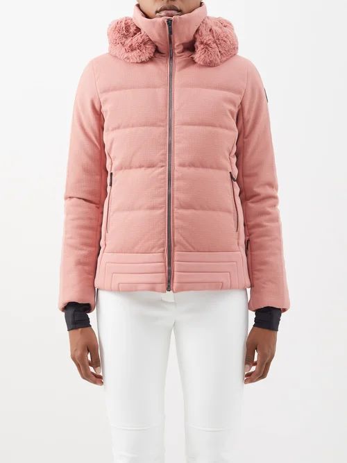 Gardena Faux-fur Hooded Down Ski Jacket - Womens - Light Pink