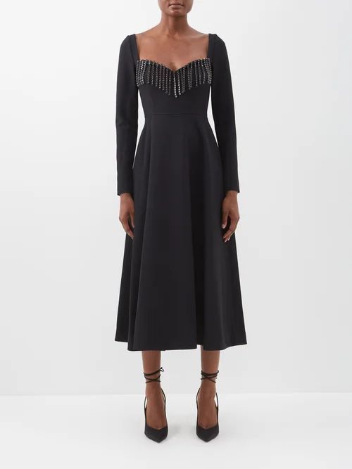 Crystal-embellished Crepe Midi Dress - Womens - Black