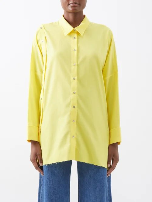 Deconstructed Organic-cotton Shirt - Womens - Yellow