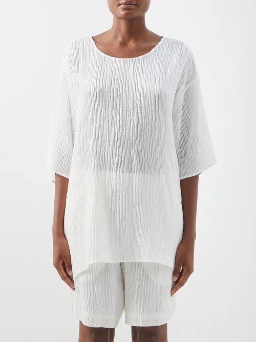 Aurelius Silk-muslin T-shirt - Womens - White