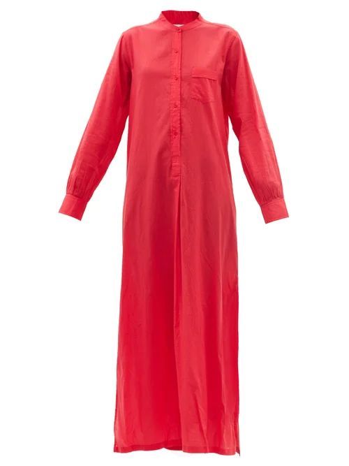 Sandra Galabeya Cotton-voile Shirt Dress - Womens - Red