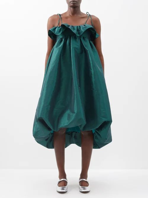 Resha Ruffled Taffeta Midi Dress - Womens - Green