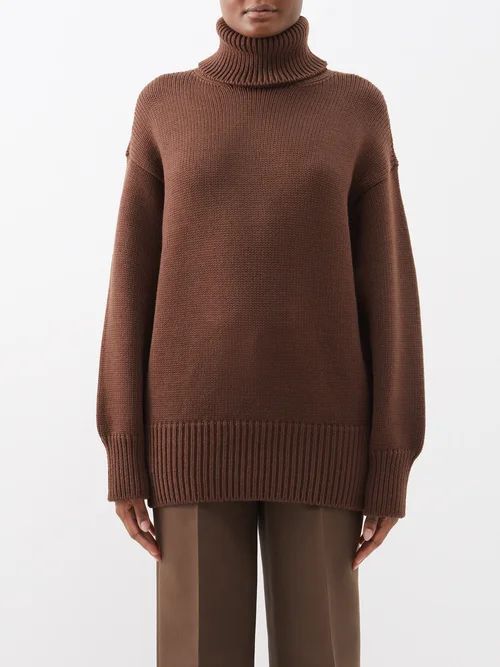 Ludo Roll-neck Merino-blend Sweater - Womens - Brown