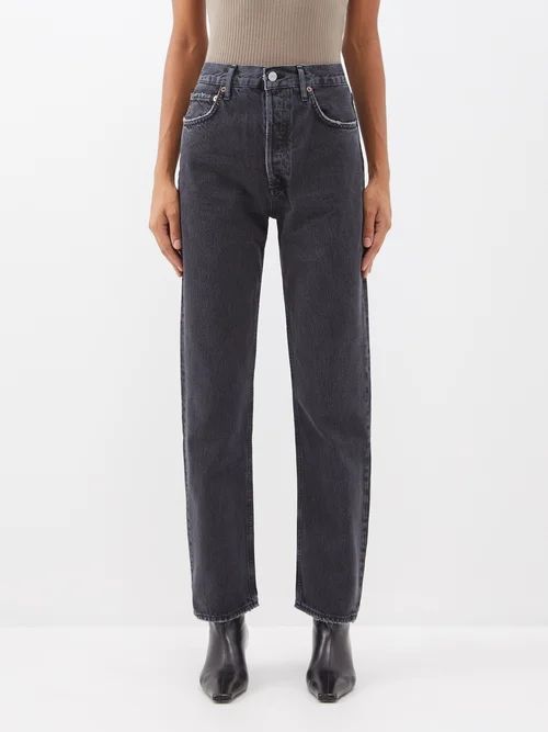 90s Pinch High-rise Straight-leg Jeans - Womens - Dark Grey
