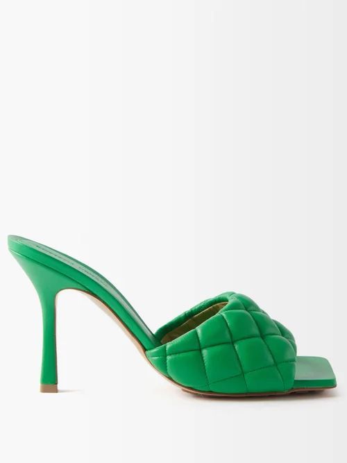 Padded Quilted-leather Mules - Womens - Green