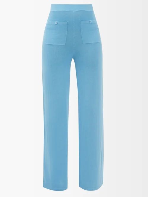 Patch Pocket Lyocell-blend Trousers - Womens - Light Blue