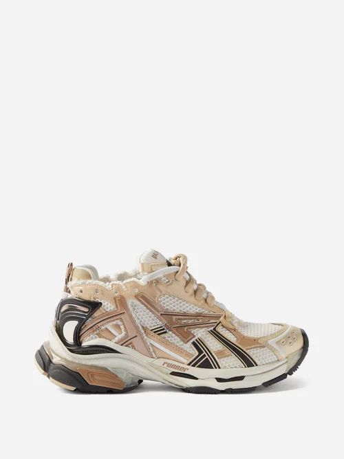 Runner Mesh And Faux Leather Trainers - Womens - Multi