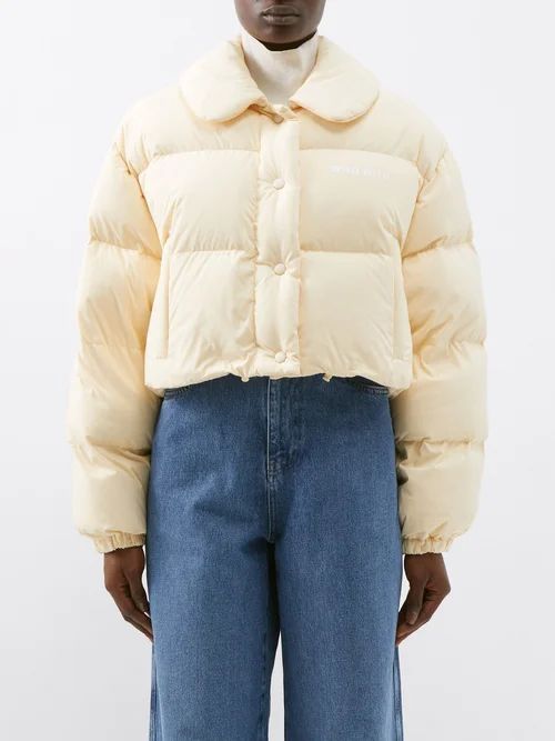 Cropped Quilted-shell Jacket - Womens - Cream