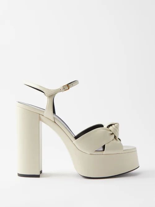 Bianca 85 Knotted Leather Platform Sandals - Womens - White