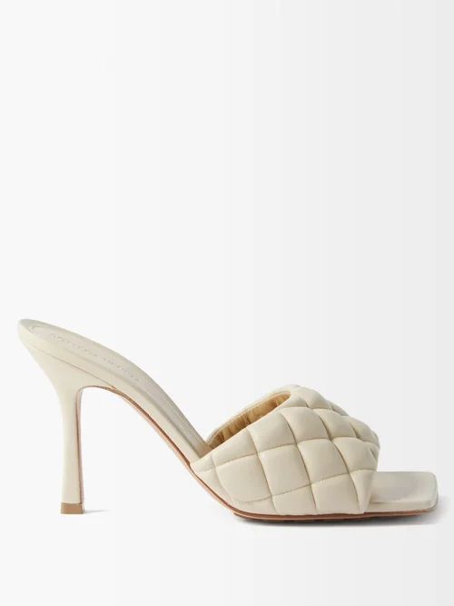 Padded Square-toe Quilted-leather Mules - Womens - Beige