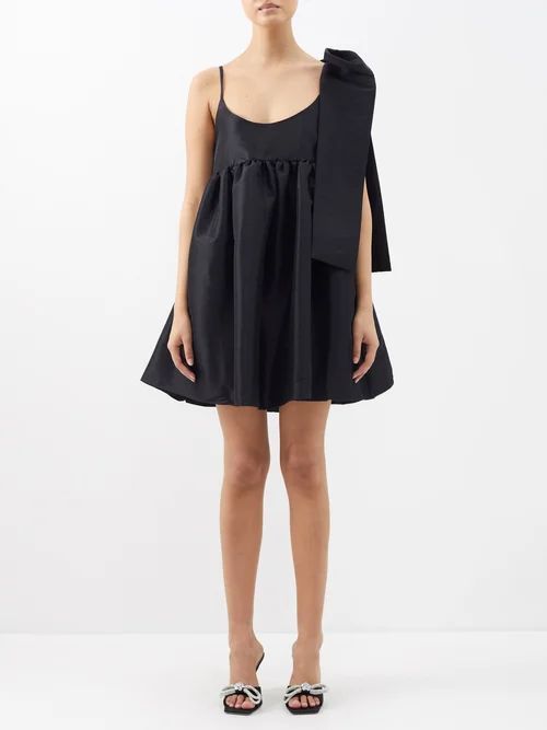 Mathilde Bow-trim Taffeta Mini Dress - Womens - Black