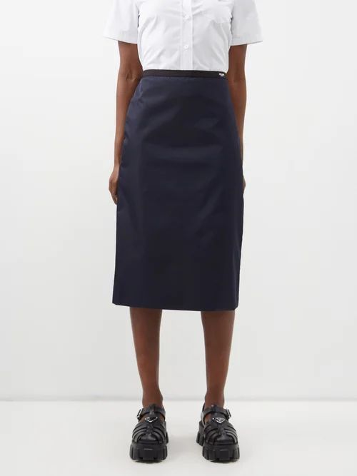 Re-nylon Satin Midi Skirt - Womens - Navy